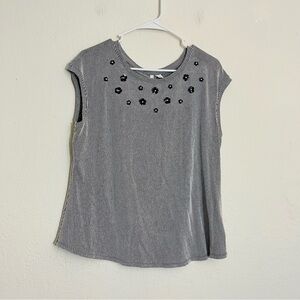 Elle Sleeveless Striped Tank Top Women Size Medium Color black/white